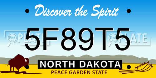 5F89T5 North Dakota License Plate