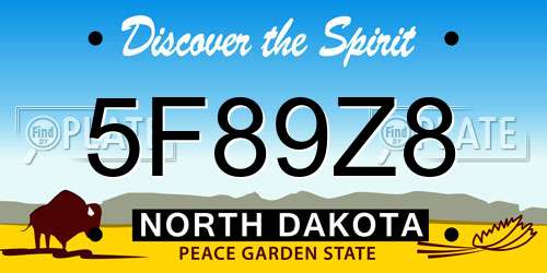 5F89Z8 North Dakota License Plate