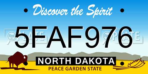 5FAF976 North Dakota License Plate