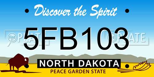 5FB103 North Dakota License Plate