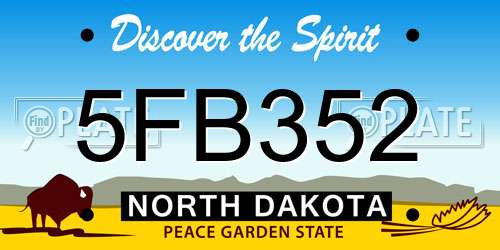 5FB352 North Dakota License Plate