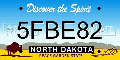 5FBE82 North Dakota License Plate