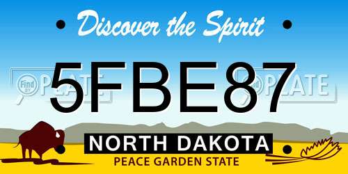 5FBE87 North Dakota License Plate