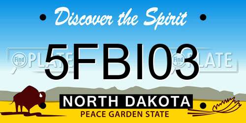 5FBI03 North Dakota License Plate