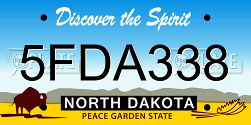 5FDA338 North Dakota License Plate