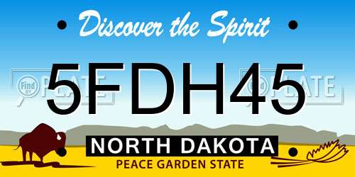 5FDH45 North Dakota License Plate