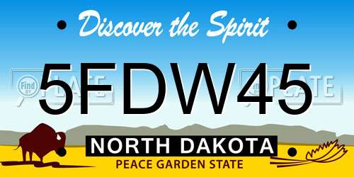5FDW45 North Dakota License Plate