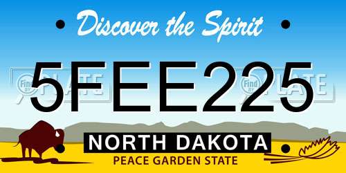 5FEE225 North Dakota License Plate