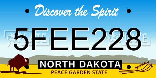 5FEE228 North Dakota License Plate