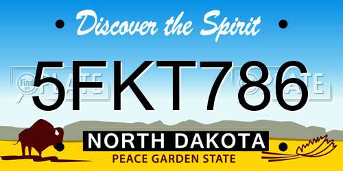 5FKT786 North Dakota License Plate