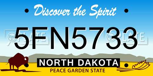 5FN5733 North Dakota License Plate
