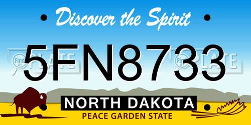 5FN8733 North Dakota License Plate