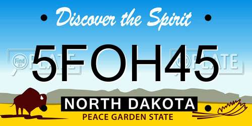 5FOH45 North Dakota License Plate