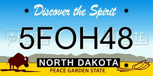 5FOH48 North Dakota License Plate