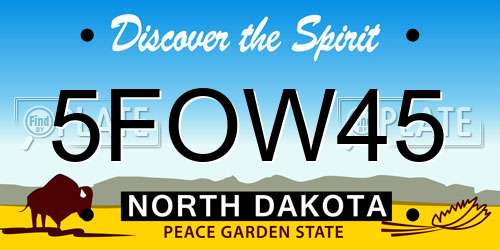 5FOW45 North Dakota License Plate