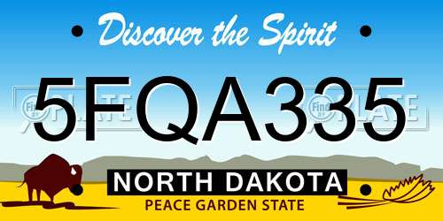 5FQA335 North Dakota License Plate