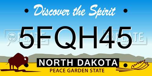 5FQH45 North Dakota License Plate