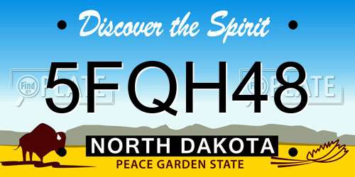 5FQH48 North Dakota License Plate