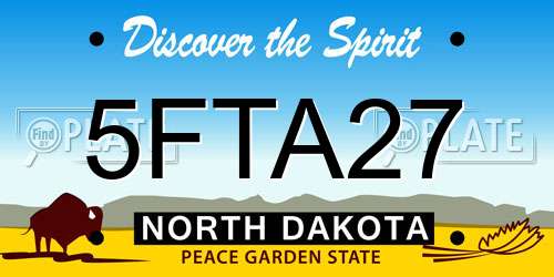 5FTA27 North Dakota License Plate