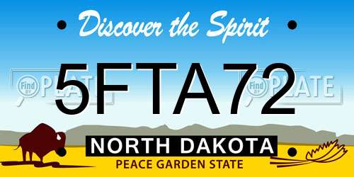 5FTA72 North Dakota License Plate