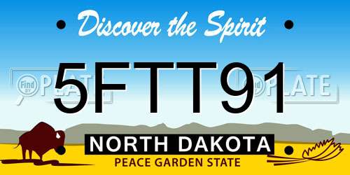 5FTT91 North Dakota License Plate