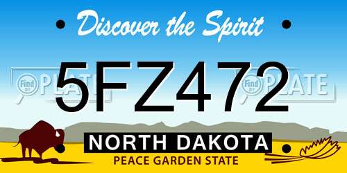 5FZ472 North Dakota License Plate