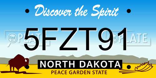 5FZT91 North Dakota License Plate