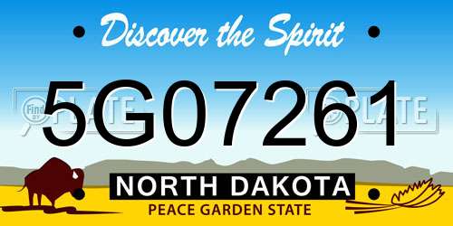5G07261 North Dakota License Plate