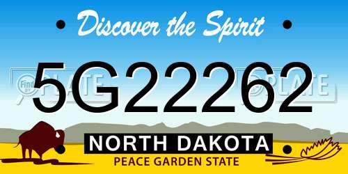 5G22262 North Dakota License Plate