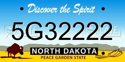 5G32222 North Dakota License Plate