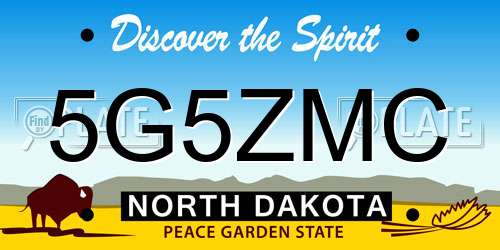 5G5ZMC North Dakota License Plate
