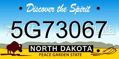 5G73067 North Dakota License Plate
