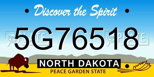 5G76518 North Dakota License Plate