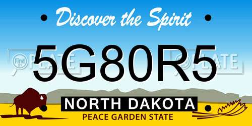 5G80R5 North Dakota License Plate