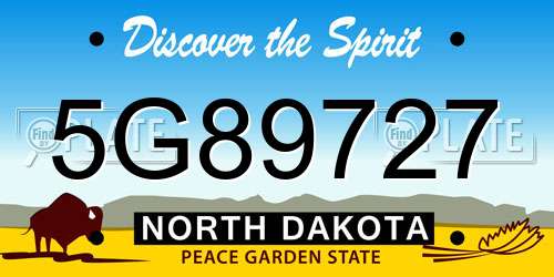 5G89727 North Dakota License Plate