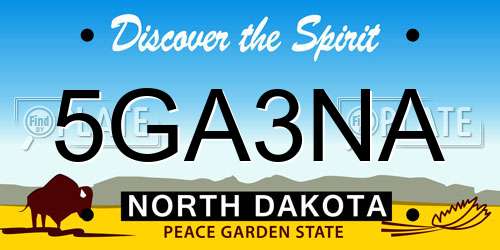 5GA3NA North Dakota License Plate