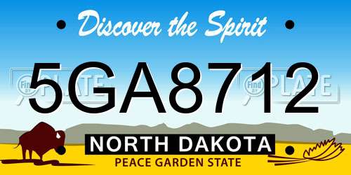 5GA8712 North Dakota License Plate
