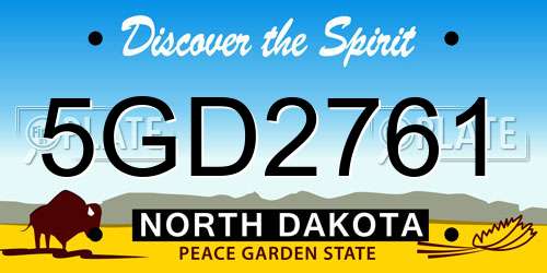 5GD2761 North Dakota License Plate