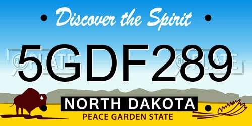 5GDF289 North Dakota License Plate