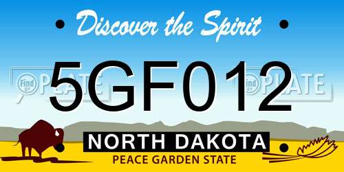 5GF012 North Dakota License Plate
