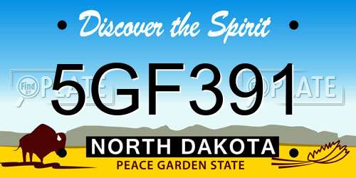 5GF391 North Dakota License Plate