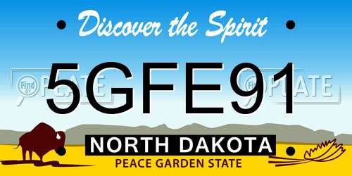 5GFE91 North Dakota License Plate