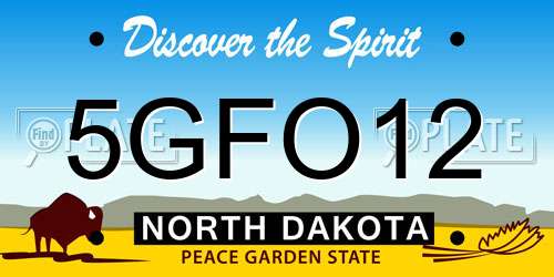 5GFO12 North Dakota License Plate