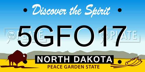 5GFO17 North Dakota License Plate