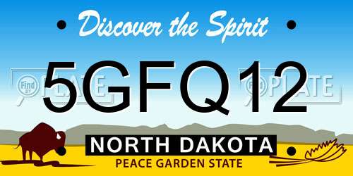 5GFQ12 North Dakota License Plate