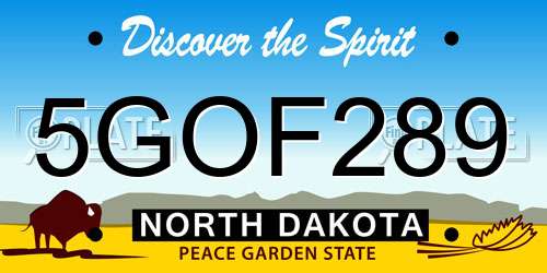 5GOF289 North Dakota License Plate