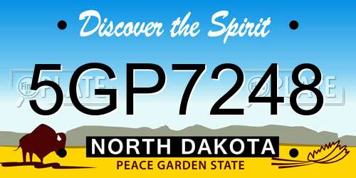 5GP7248 North Dakota License Plate