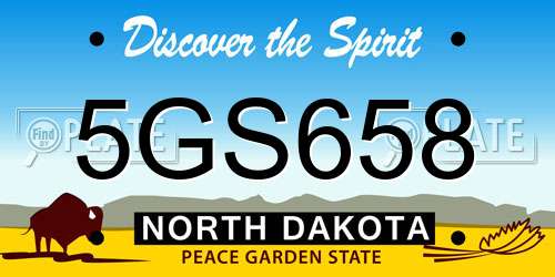 5GS658 North Dakota License Plate