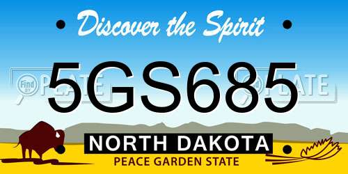 5GS685 North Dakota License Plate