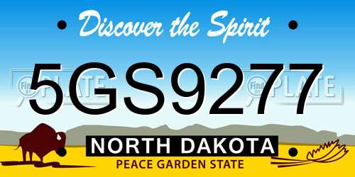 5GS9277 North Dakota License Plate